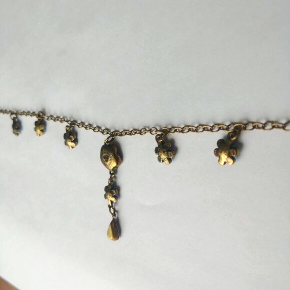 Vintage Avon blue purple drop pendant necklace short chain - Picture 6 of 12